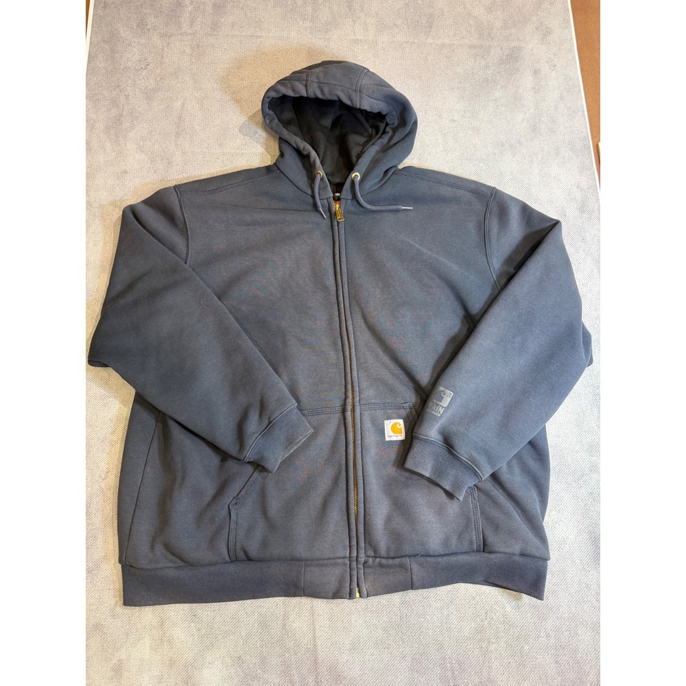 Carhartt Rain Defender Mens XL Full Zip Hoodie Carbon Grey Heavyweight Jacket